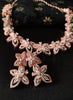 N0372_Gorgeous floral design American Diamond stones studded necklace set.