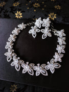 N0366_Beautiful American Diamond stones embellished floral pattern necklace set.