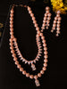 N0370_Elegant layered dazzling delicate design American Diamond stones embellished necklace set.