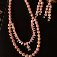 N0370_Elegant layered dazzling delicate design American Diamond stones embellished necklace set.