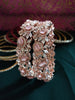 B0213_S_Elegant flowery design Bangles studded with American Diamond stones with a touch of pink stones with delicate stone work.