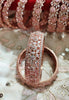 B0239_S_Ravishing Broad Rose gold bangle with delicate flower design embellished with American Diamond stones.