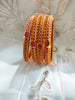 B0242_Classic style gorgeous Gold plated bangles studded with pink ruby stones.