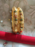 B0246_Gorgeous style Gold plated bangles with delicate craft work of beads.