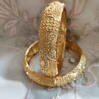 B0244_Classic Gold plated bangles with delicate craft work.