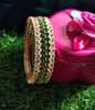 B0251_Lovely Trendy style American Diamond bangles with delicate work with a touch of green stones.