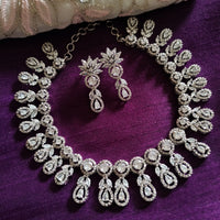 N0373_Elegant dazzling delicate design American Diamond stones embellished necklace set.