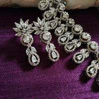 N0373_Elegant dazzling delicate design American Diamond stones embellished necklace set.