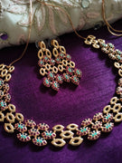 N0376_Classic  gold plated American Diamond stones embellished with multicolor stones.