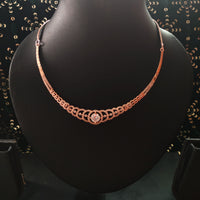 N0383_Sleek design dazzling american diamond  necklace set.