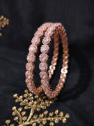 B0260_Elegant Rose Gold bangles embellished with dazzling American Diamond stones