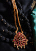 N0187_Elegant Micro Gold plated Necklace with delicate work studded with Precious pink ruby stones with a touch of golden beads.