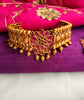 N0400_Gorgeous traditional style Gold plated choker necklace with delicate Pink & green ruby stone work.