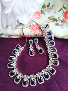 N0416_Elegant dazzling American Diamond stones embellished necklace set with delicate stone work.