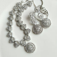 N0421_Elegant dazzling American Diamond stones embellished necklace set with delicate stone work.