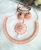 N0424_Gorgeous  designer rose gold american diamond embellished necklace set with a touch of  light pink stones.