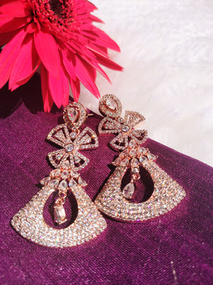 E0853_Gorgeous statement American Diamond studded danglers with beautiful Bow design.