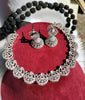 N0439_Elegant American Diamond stones embellished necklace set with delicate stone work studded with a touch of pink stones.