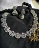 N0439_Elegant American Diamond stones embellished necklace set with delicate stone work studded with a touch of pink stones.