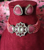 N0117_Classy  pink crystal choker necklace set with a over sized dazzling pendant studded  with  American diamond stones.