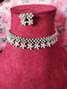 N099_Elegant floral design American Diamond  choker necklace set.