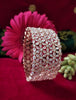 B0295_Ravishing Broad floral design rose gold  single Bangle studded with American Diamond stones with delicate stone work.