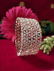 B0295_Ravishing Broad floral design rose gold  single Bangle studded with American Diamond stones with delicate stone work.