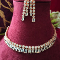 N0473_Classy American Diamond stones embellished necklace set with delicate stone work .
