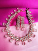 N0489_Lovely broad designer american diamond studded choker necklace set with a touch of pink stones.