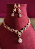 N0496_Lovely tear drop design rose gold american diamond studded choker necklace set.