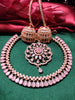 N0424_Gorgeous  designer rose gold american diamond embellished necklace set with a touch of  light pink stones.