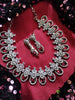 N0514_Gorgeous designer necklace embellished with american diamond stones with a touch of delicate red stone work.