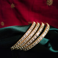 B0258_Gorgeous golden bangles embellished with a touch of American diamond stones.