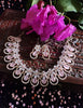 N05356_Lovely floral design necklace embellished with american diamond stones with a touch of pink  stones.