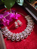 N05356_Lovely floral design necklace embellished with american diamond stones with a touch of pink  stones.