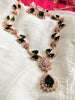 N0537_Elegant sleek design choker necklace embellished with american diamond stones with a touch of green stones.