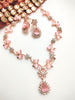 N0548_Elegant sleek design choker necklace embellished with american diamond stones with a touch of pink stones.