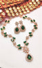 N0537_Elegant sleek design choker necklace embellished with american diamond stones with a touch of green stones.