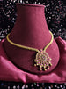 N0187_Elegant Micro Gold plated Necklace with delicate work studded with Precious pink ruby stones with a touch of golden beads.