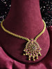 N0187_Elegant Micro Gold plated Necklace with delicate work studded with Precious pink ruby stones with a touch of golden beads.