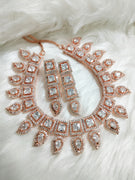 N0479_Classic square design American Diamond stones embellished necklace set.