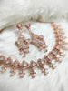 N0551_Lovely triangle design rose gold choker necklace embellished with american diamond stones.