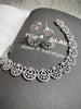 N0439_Elegant American Diamond stones embellished necklace set with delicate stone work studded with a touch of pink stones.