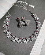 N0425_Elegant dazzling American Diamond stones embellished necklace set with delicate stone work.