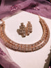 N0558_Gorgeous designer  square design layered choker necklace embellished with american diamond stones with delicate stone work.