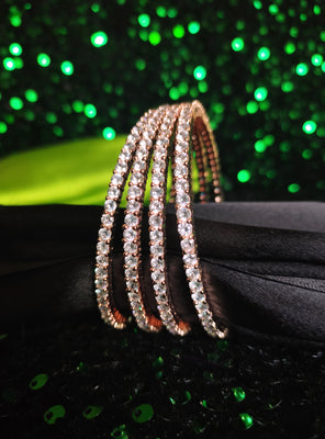 B0317_Elegant sleek design American Diamond bangles with delicate stone work.