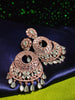 E0883_Ravishing circular design designer rose gold earrings with delicate stone work.