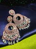 E0883_Ravishing circular design designer rose gold earrings with delicate stone work.