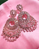 E0882_Ravishing circular design designer rose gold earrings with delicate stone work.