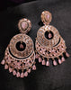 E0882_Ravishing circular design designer rose gold earrings with delicate stone work.